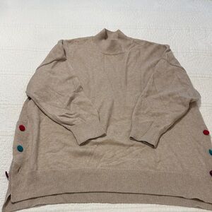 Philosophy Beige Sweater with Colorful Button Accents